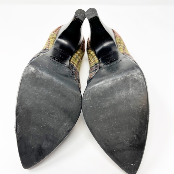 Miu Miu Green Red Patchwork Tweed Heels Shoes Size 7.5 - Picture 8 of 9